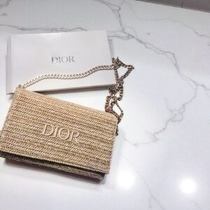 Dior Raffia Clutch Shoulder Bag Crossbody